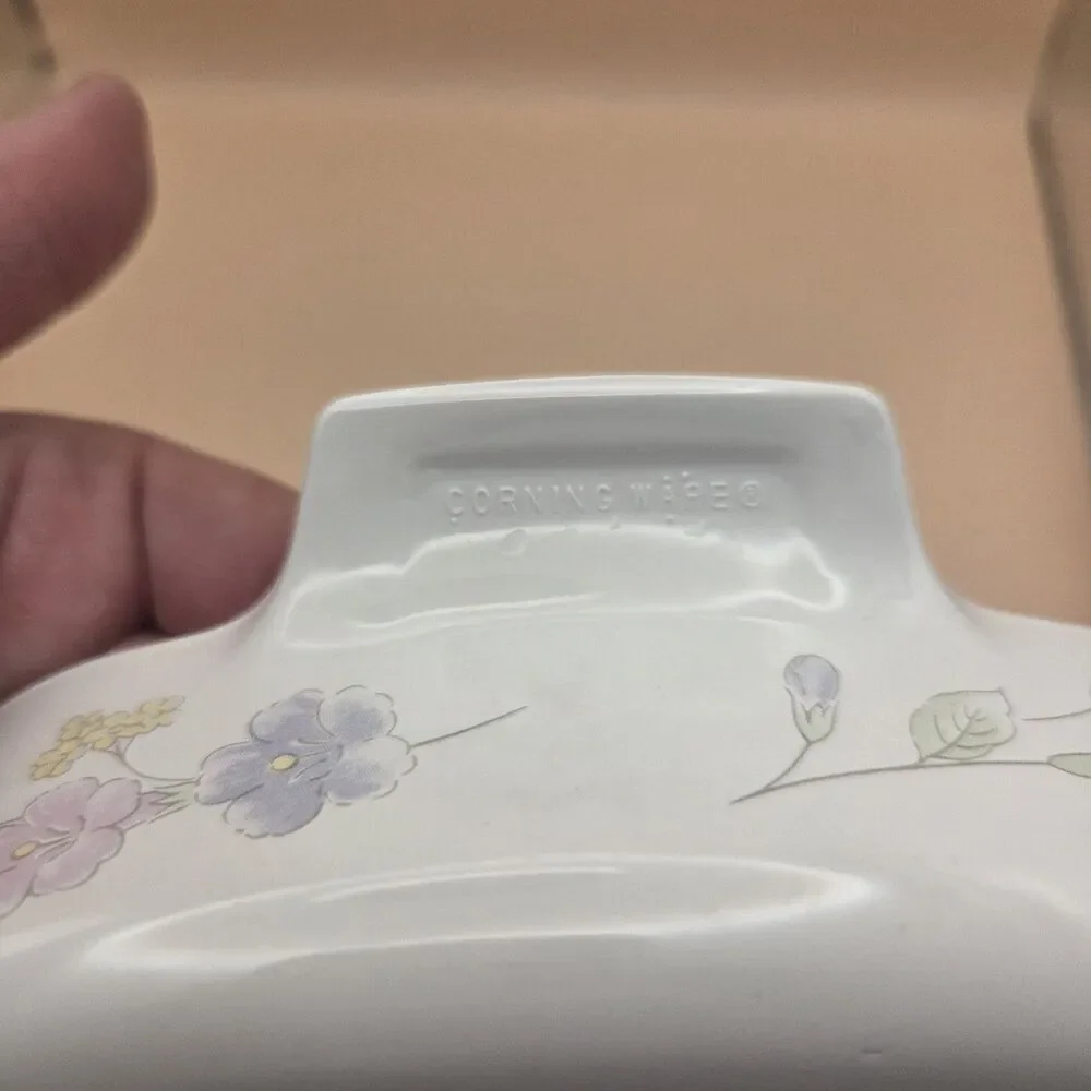 CorningWare Floral Square 1L Casserole Dish w/ Glass Lid Handle A-1-B